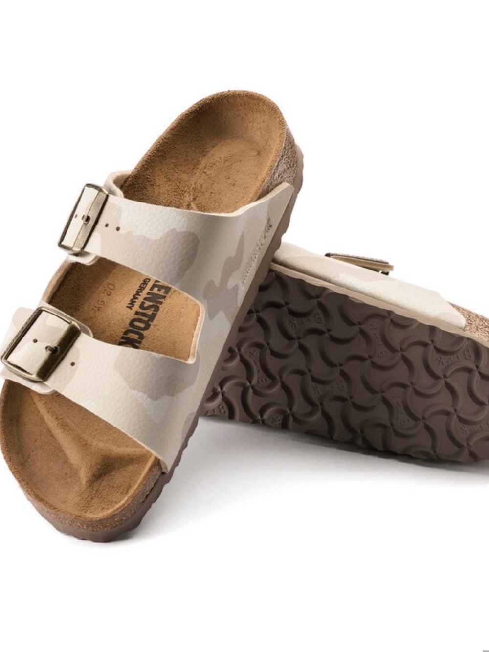 Birkenstock Women’s Arizona Sandals in Beige Camo Print